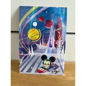 Walt Disney World 2023 Joey Chou Tomorrowland Holographic Postcard SIGNED!!